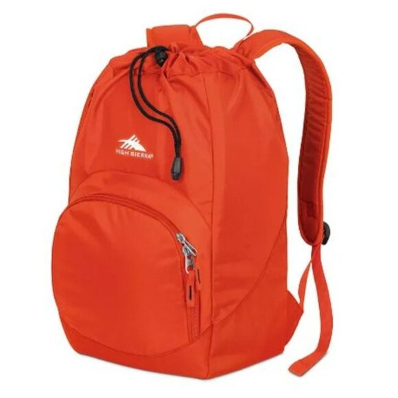 High Sierra Red Orange Synch Nylon Drawstring Backpack Knapsack Bag - Picture 1 of 5